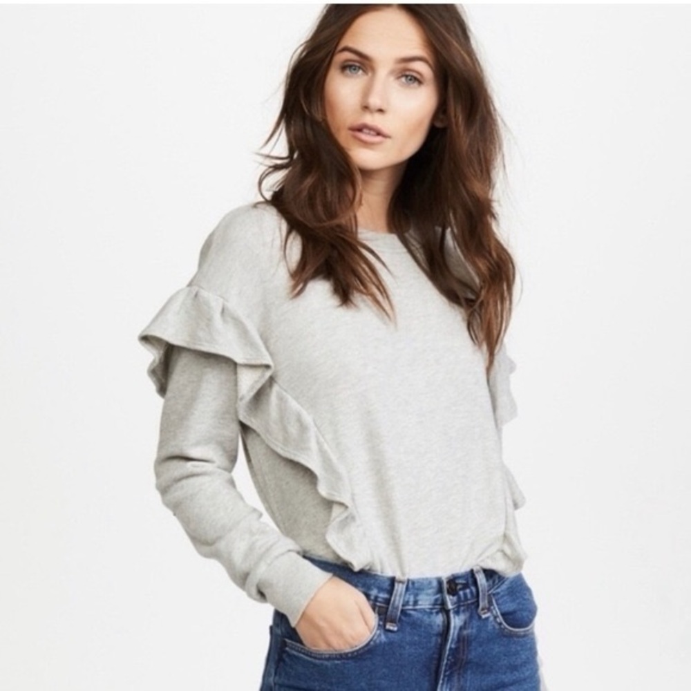 Joie women’s gray top size XS JOIE Grey Ruffle Sweatshirt size XS